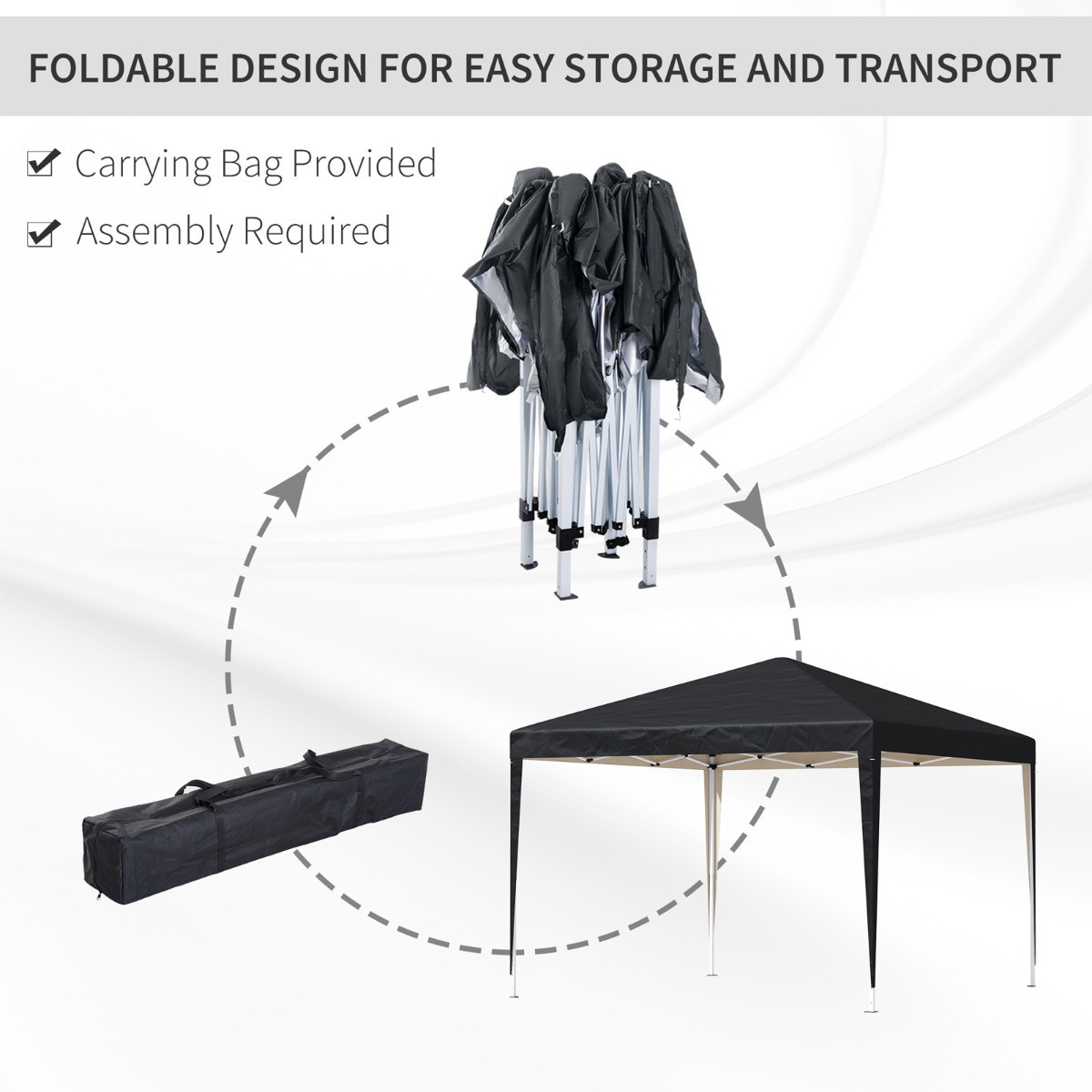 Outsunny Pop Up Gazebo, Black - 3 x 3 m>