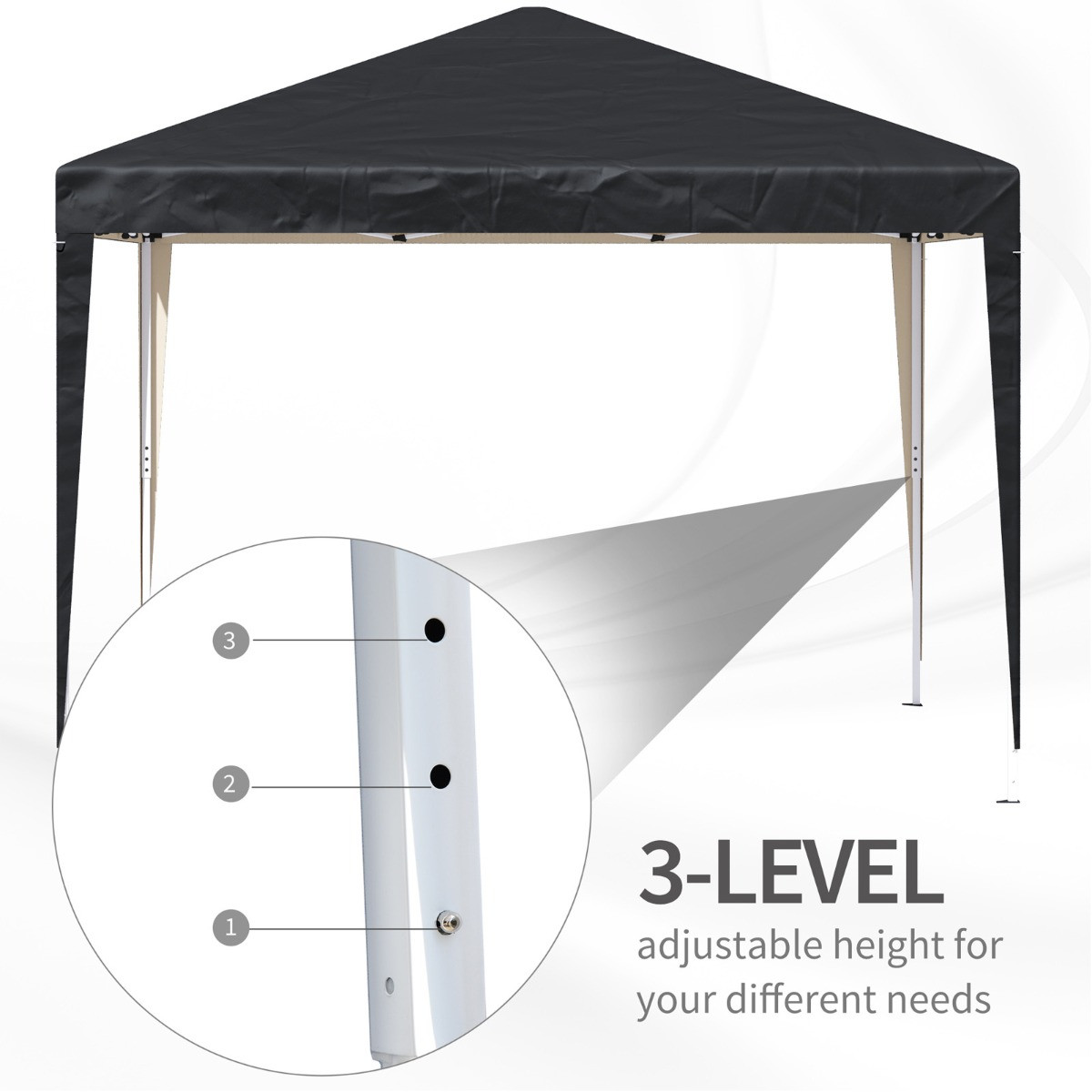 Outsunny Pop Up Gazebo, Black - 3 x 3 m>