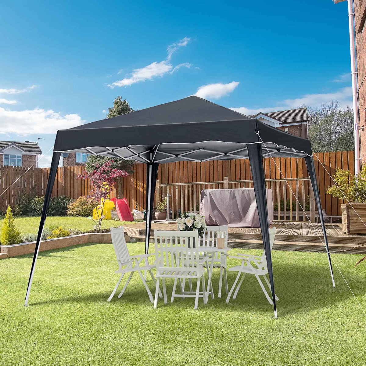 Outsunny Pop Up Garden Gazebo, Black - 2.5 x 2.5 m>