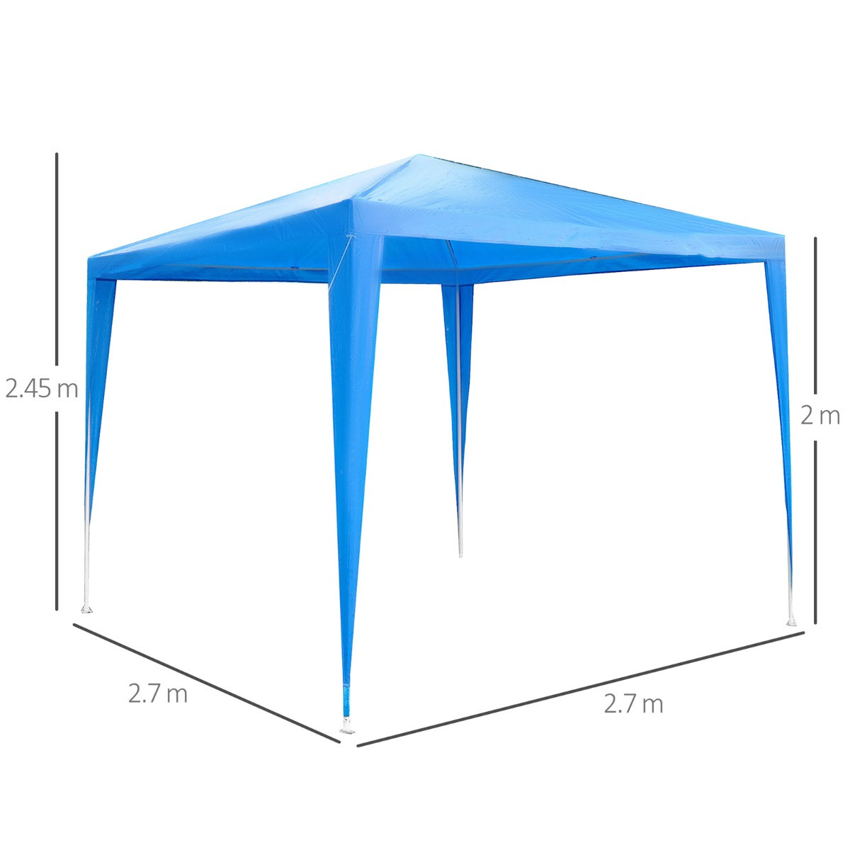 Outsunny Garden Gazebo, Blue - 2.7 x 2.7 m>