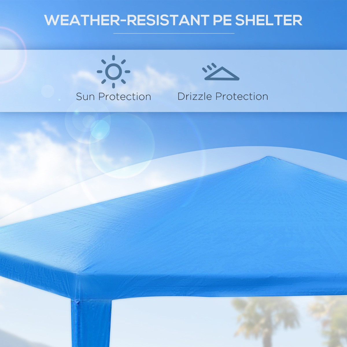 Outsunny Garden Gazebo, Blue - 2.7 x 2.7 m>