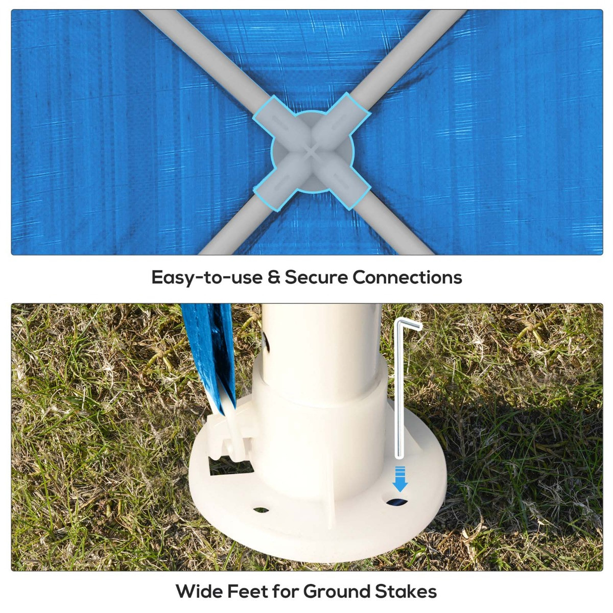 Outsunny Garden Gazebo, Blue - 2.7 x 2.7 m>