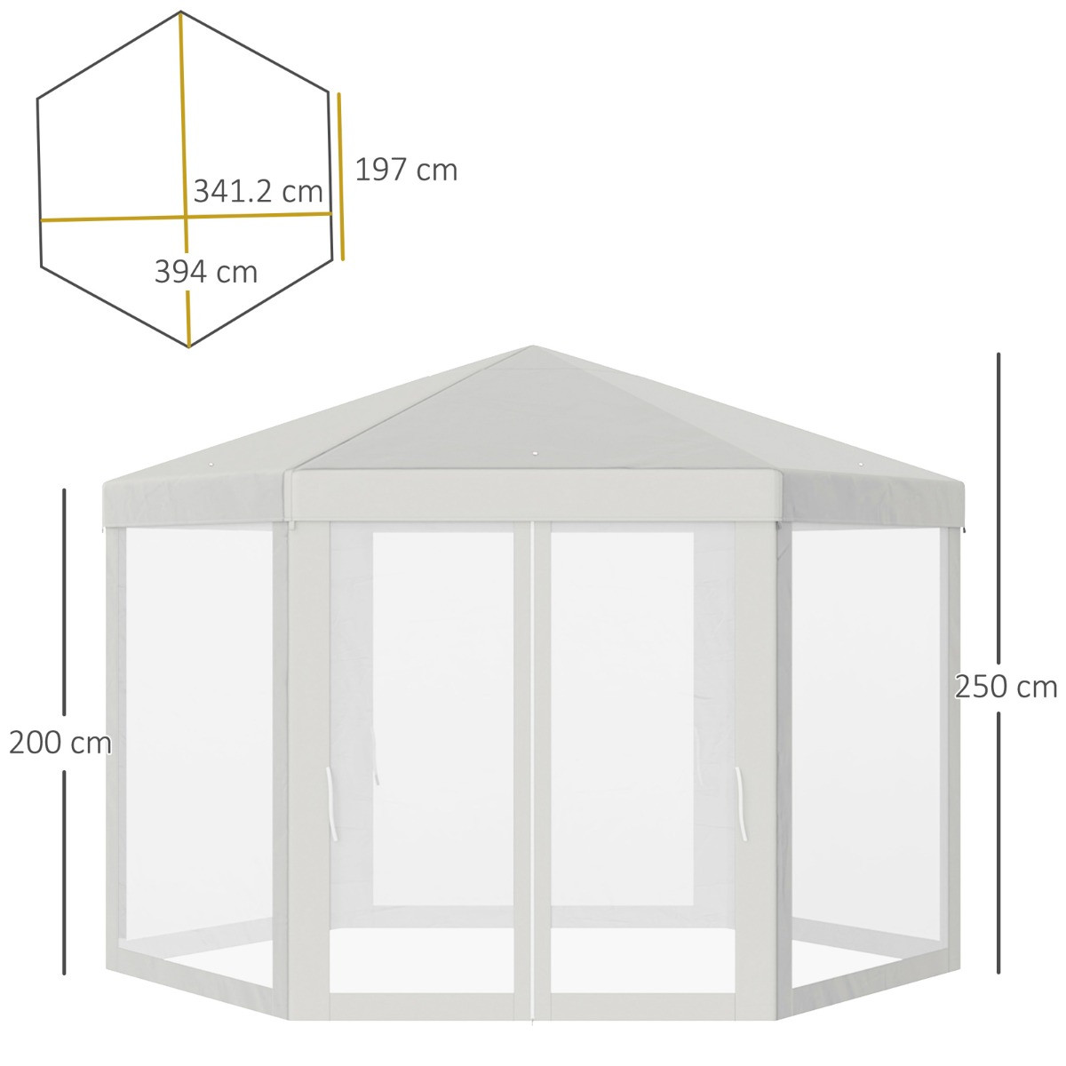 Outsunny Netted Gazebo, Cream - 4m>