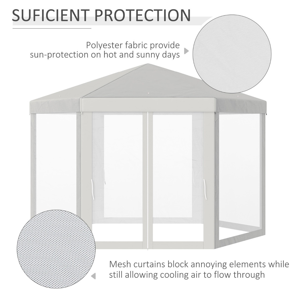 Outsunny Netted Gazebo, Cream - 4m>