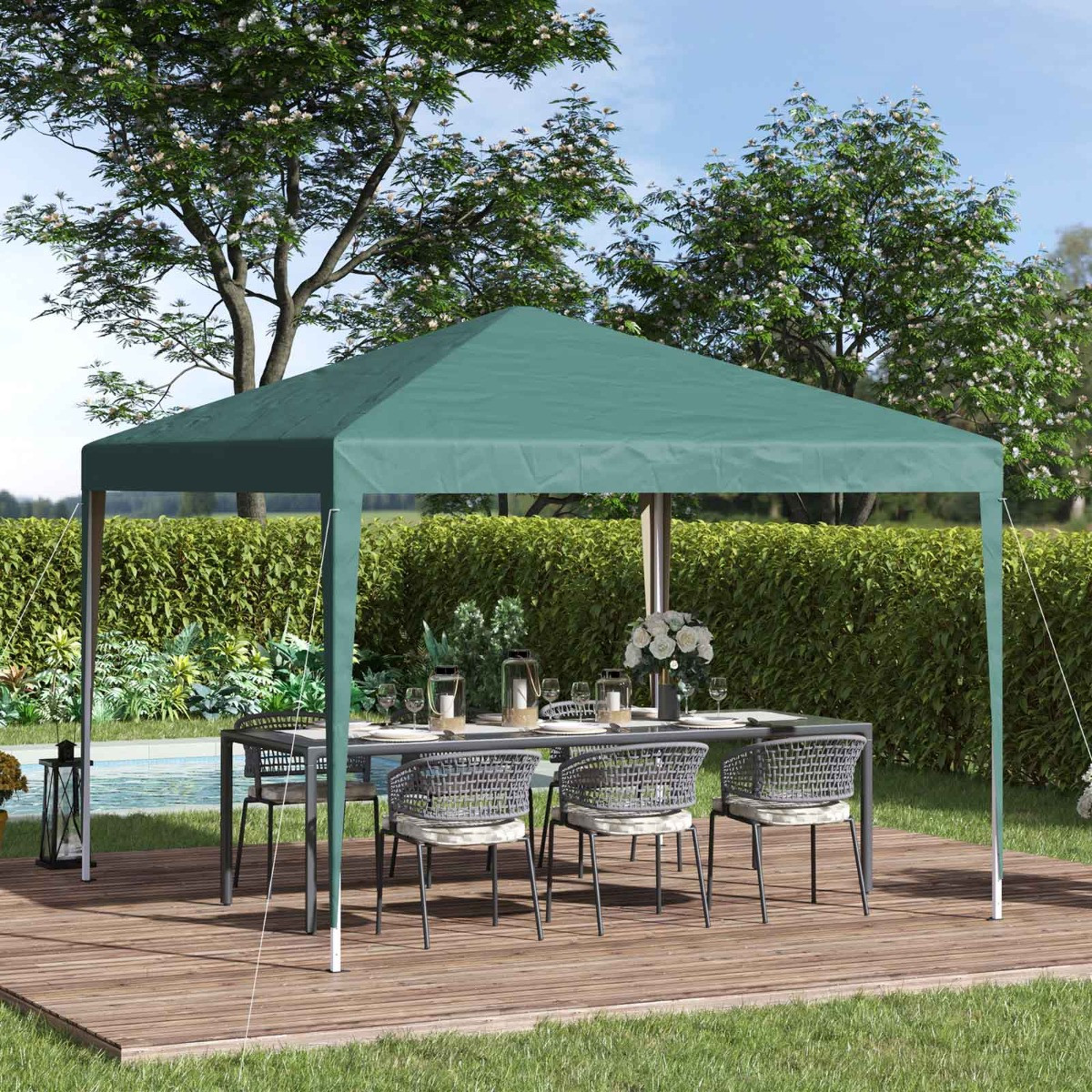 Outsunny Pop Up Gazebo, Green - 3 x3 m>