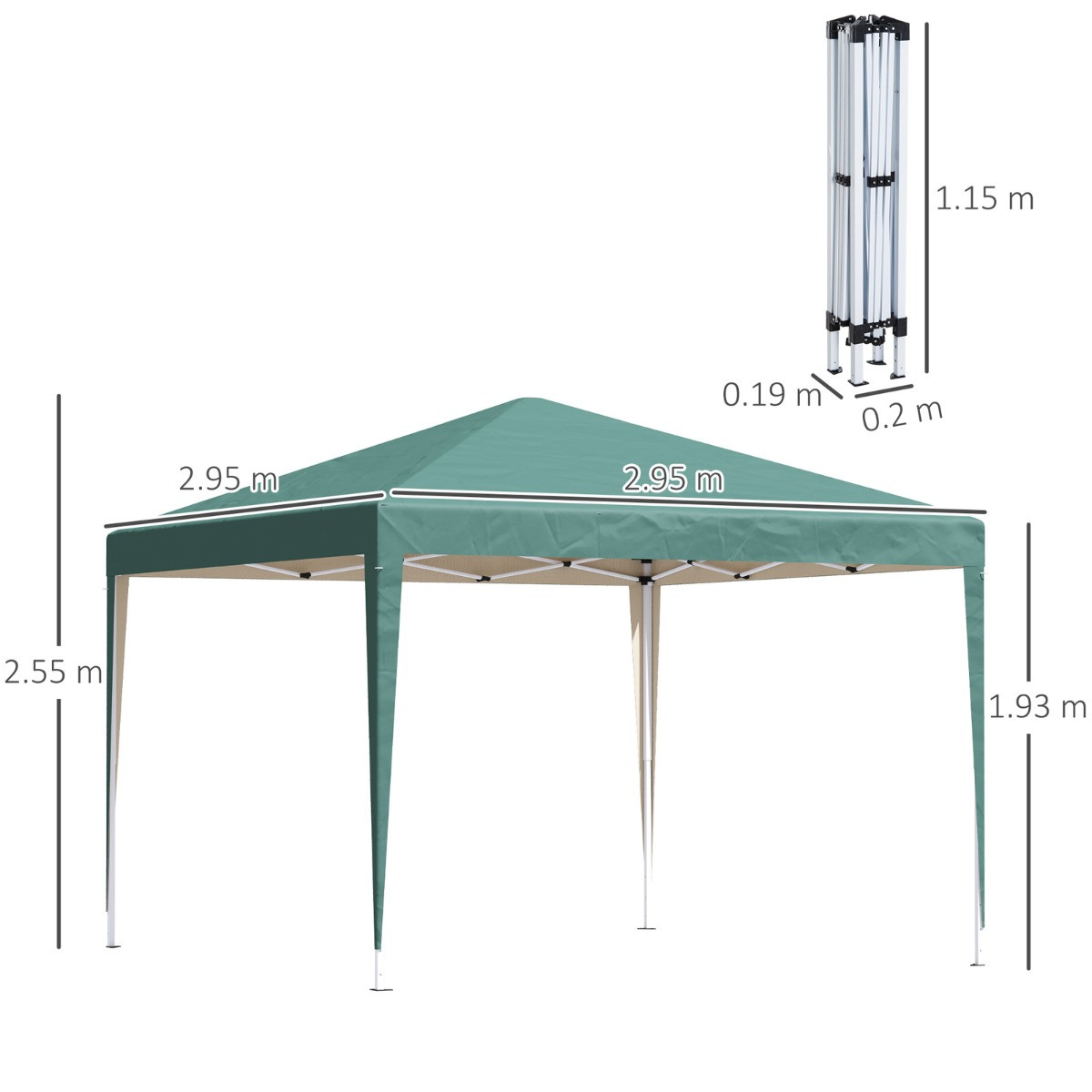 Outsunny Pop Up Gazebo, Green - 3 x3 m>