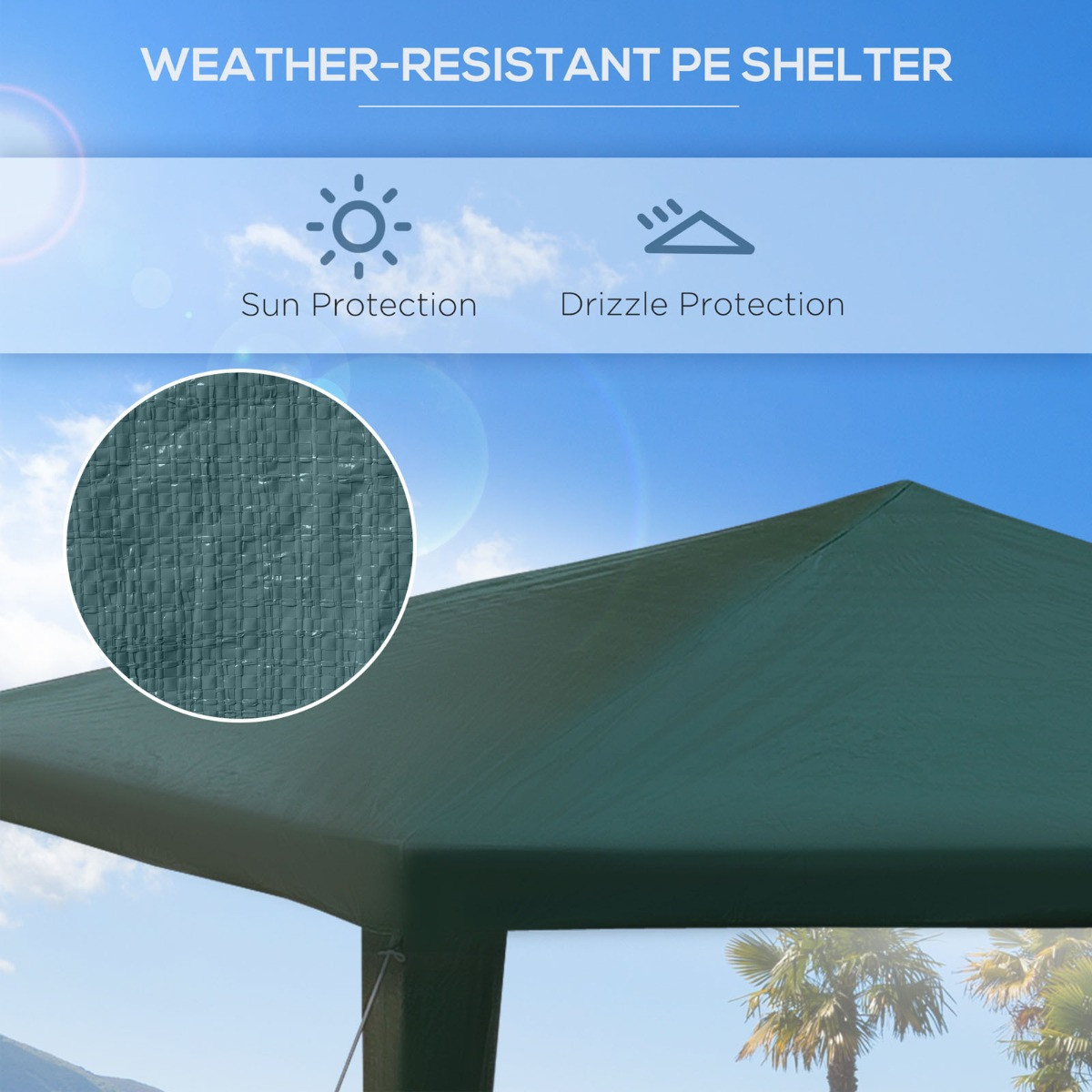 Outsunny Garden Gazebo, Green - 2.7 x 2.7 m>