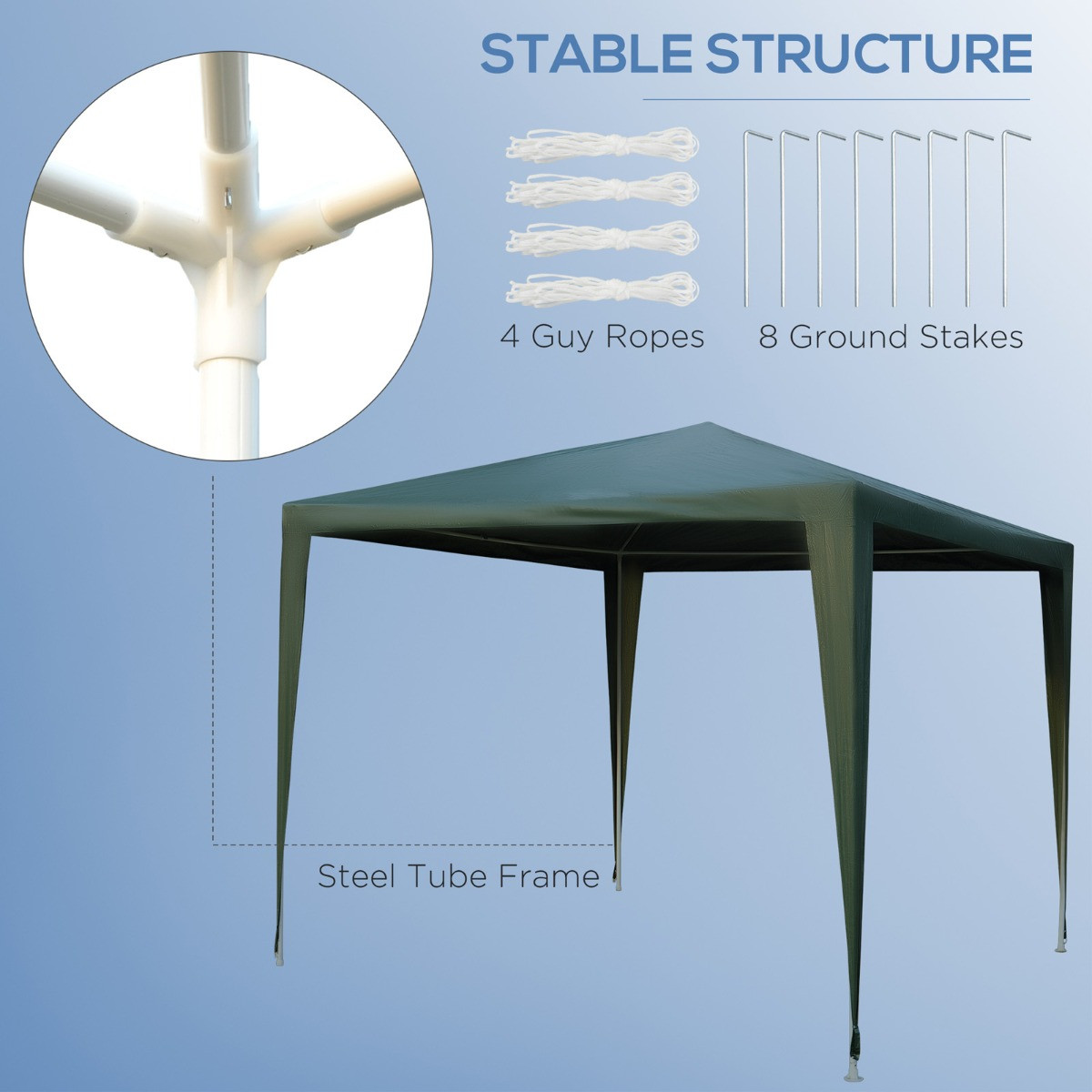 Outsunny Garden Gazebo, Green - 2.7 x 2.7 m>