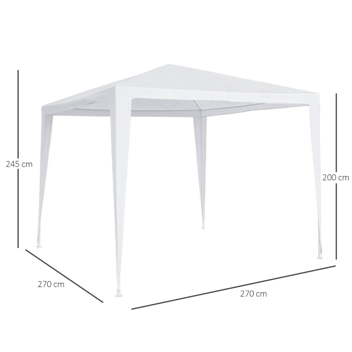 Outsunny Garden Gazebo, White - 2.7 x 2.7 m>