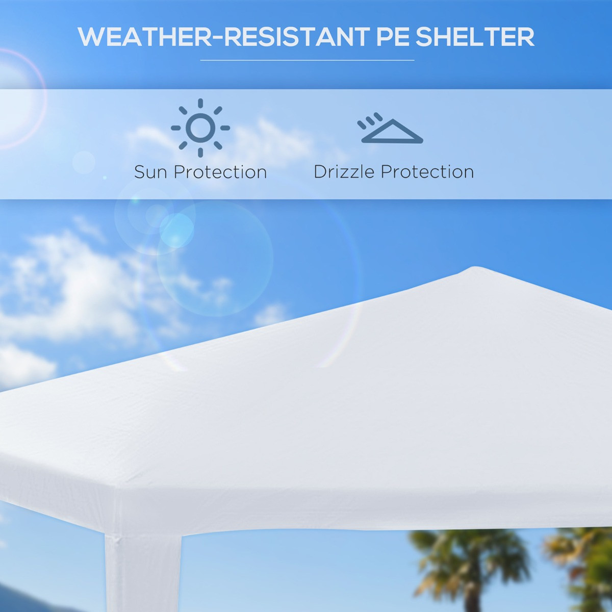 Outsunny Garden Gazebo, White - 2.7 x 2.7 m>