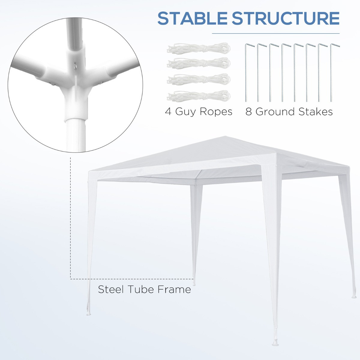 Outsunny Garden Gazebo, White - 2.7 x 2.7 m>