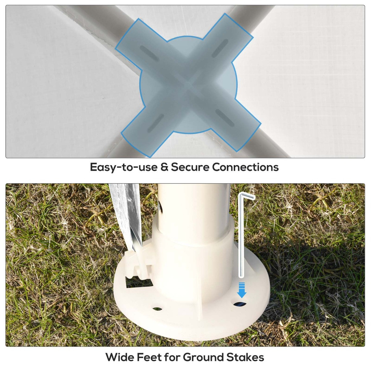 Outsunny Garden Gazebo, White - 2.7 x 2.7 m>