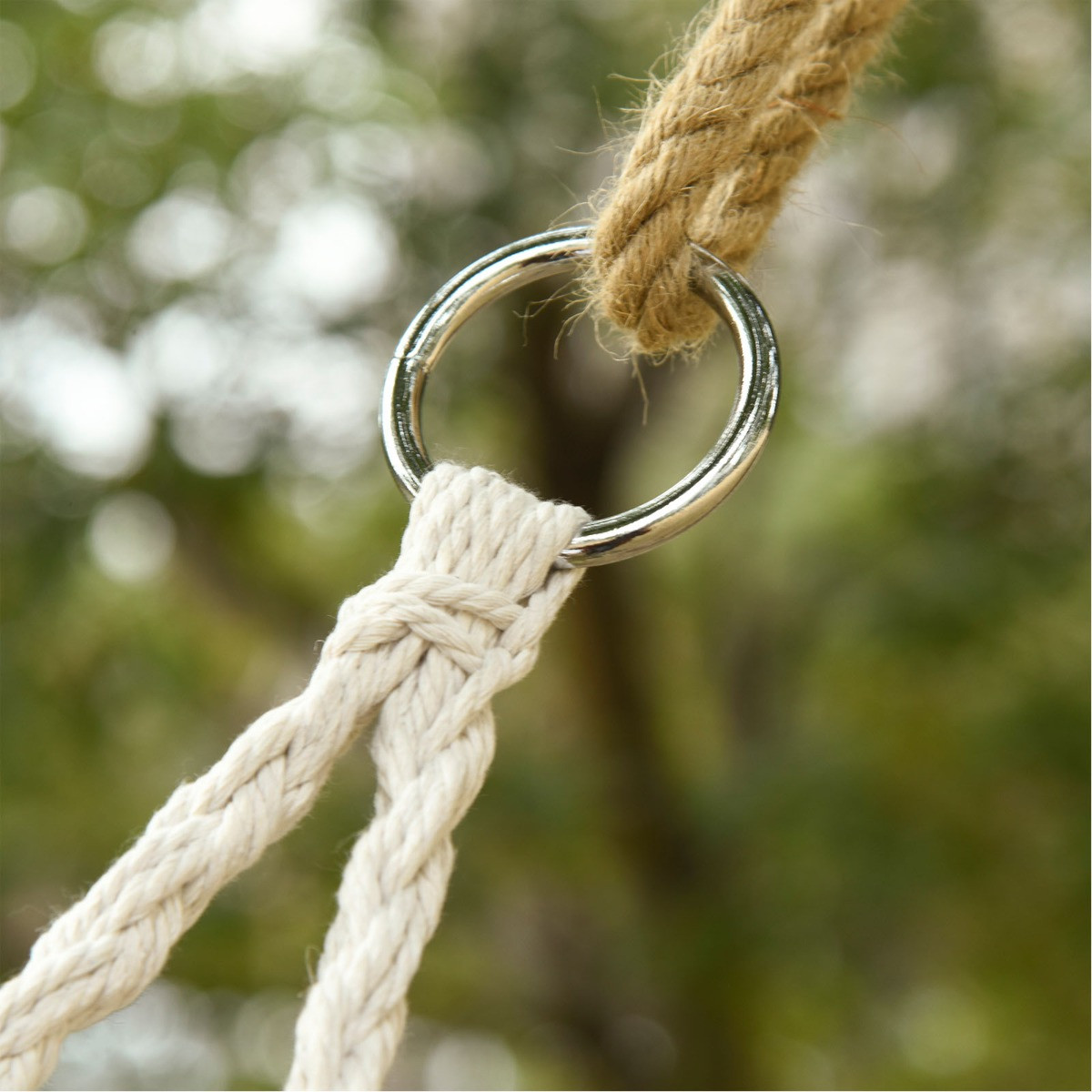 Outsunny 2 Seater Hanging Macrame Hammock Chair - Cream>