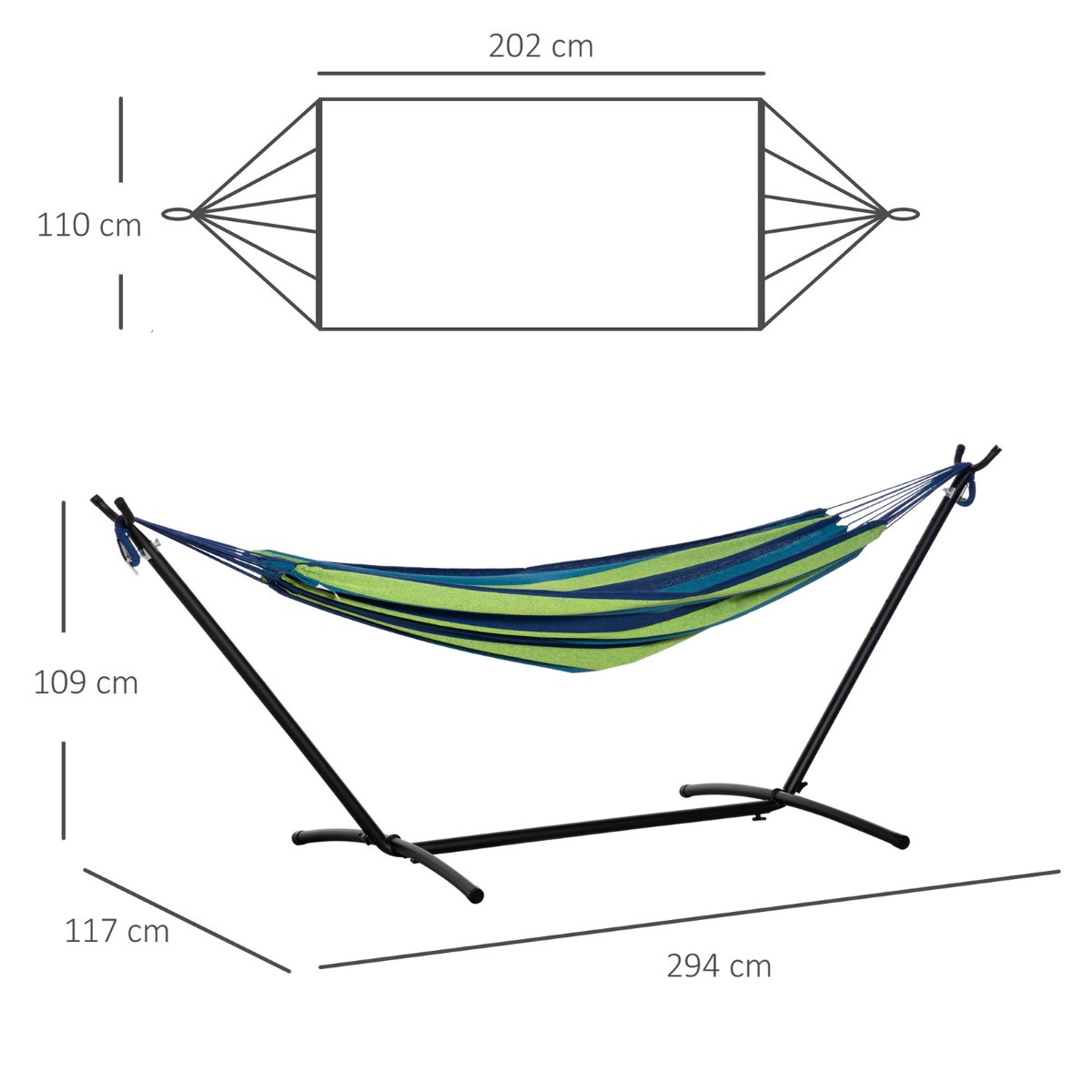 Outsunny Hammock With Stand, Green - 294 x 117 cm>