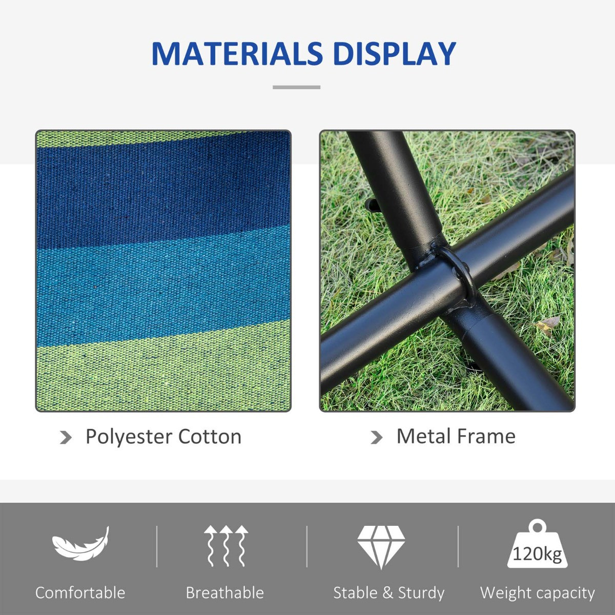 Outsunny Hammock With Stand, Green - 294 x 117 cm>