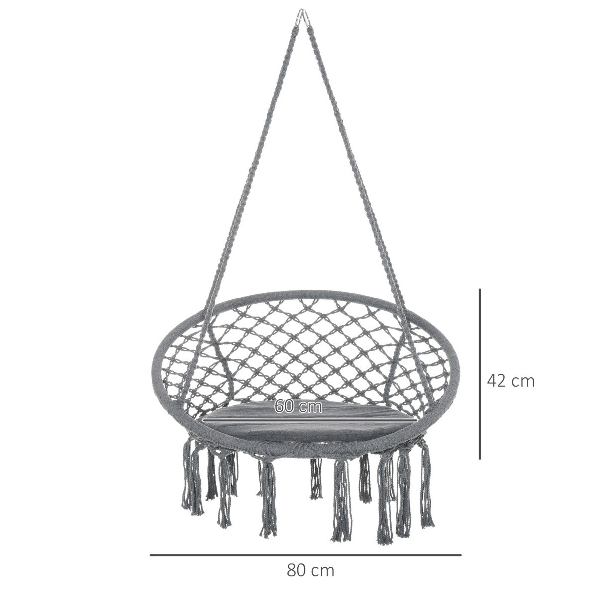 Outsunny Hanging Hammock Macrame Chair - Grey>