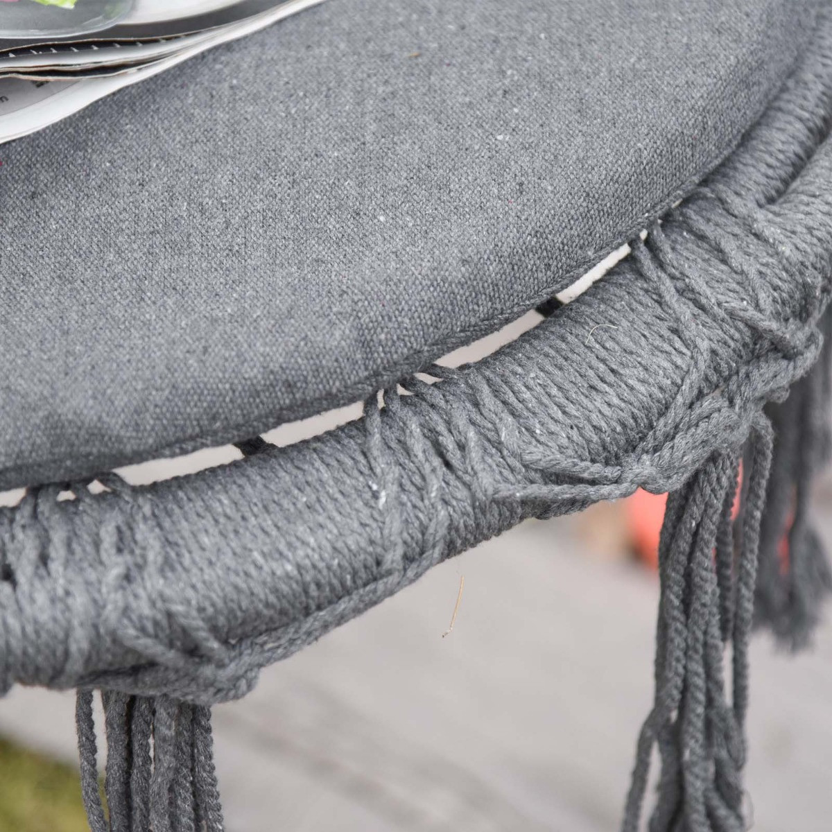 Outsunny Hanging Hammock Macrame Chair - Grey>