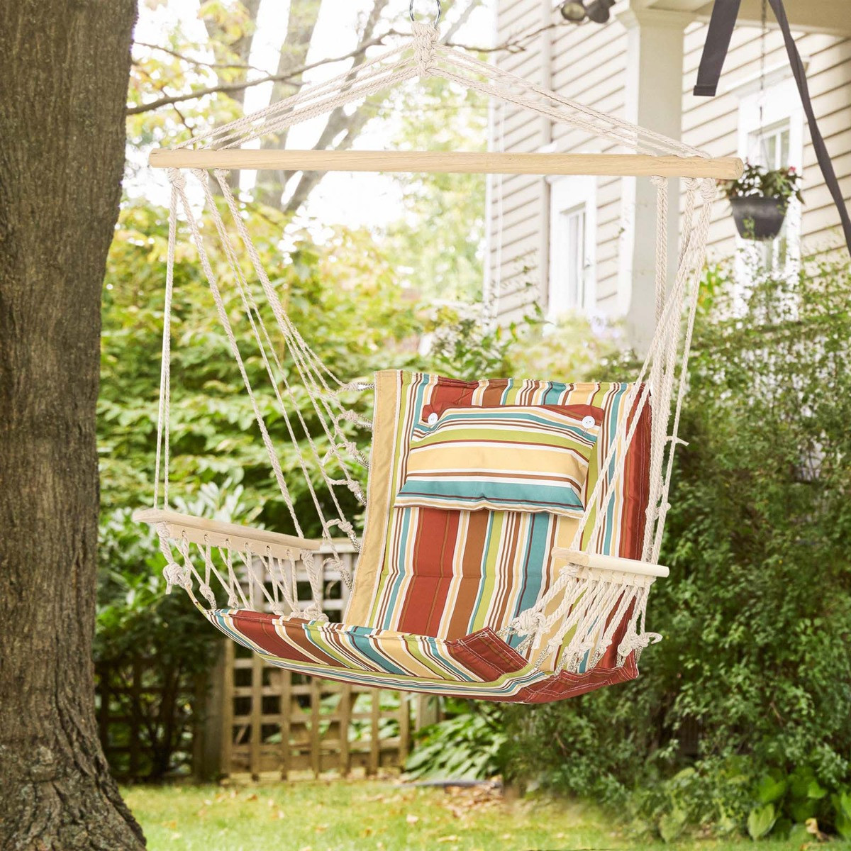 Outsunny Hanging Stripe Swing Chair - Multi>
