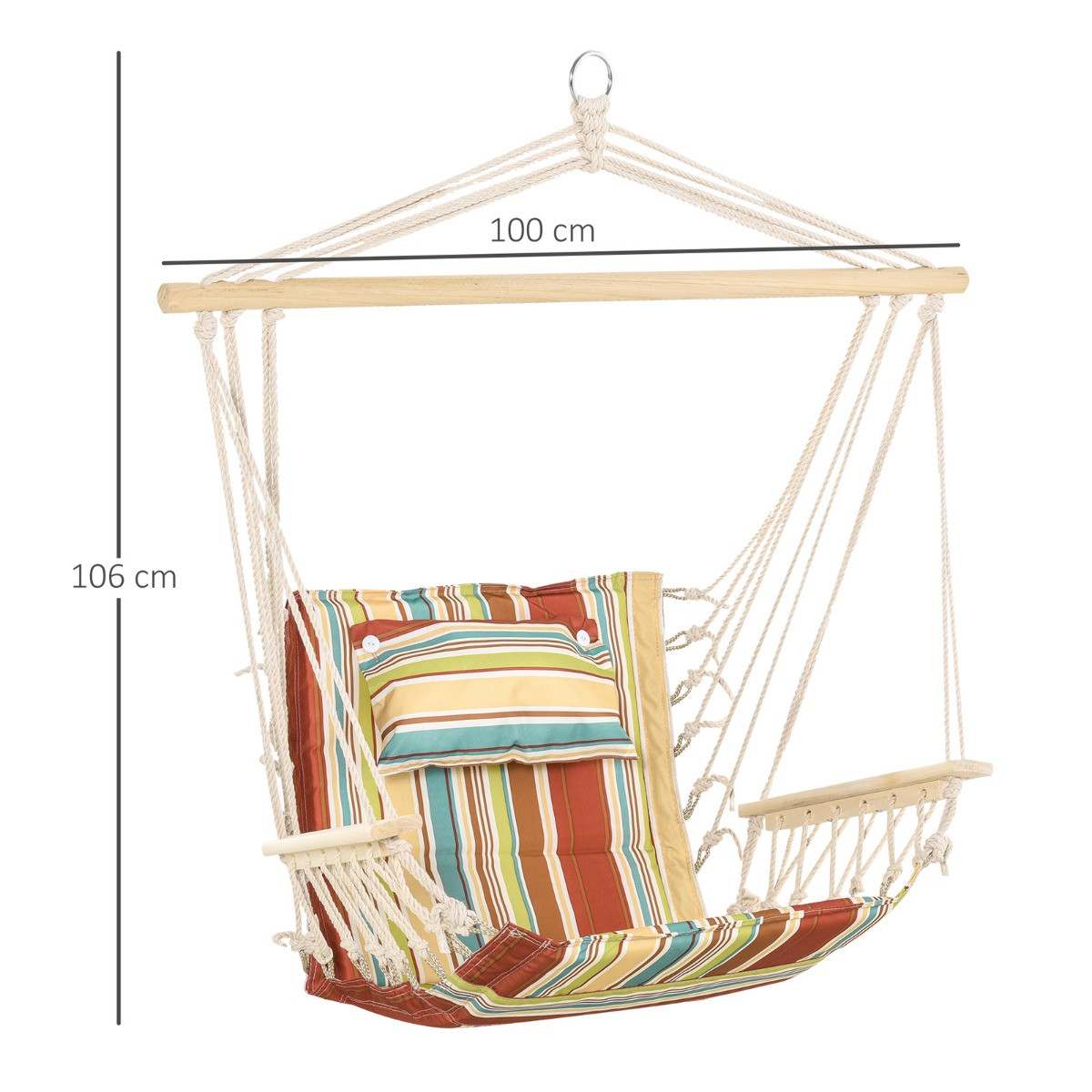 Outsunny Hanging Stripe Swing Chair - Multi>