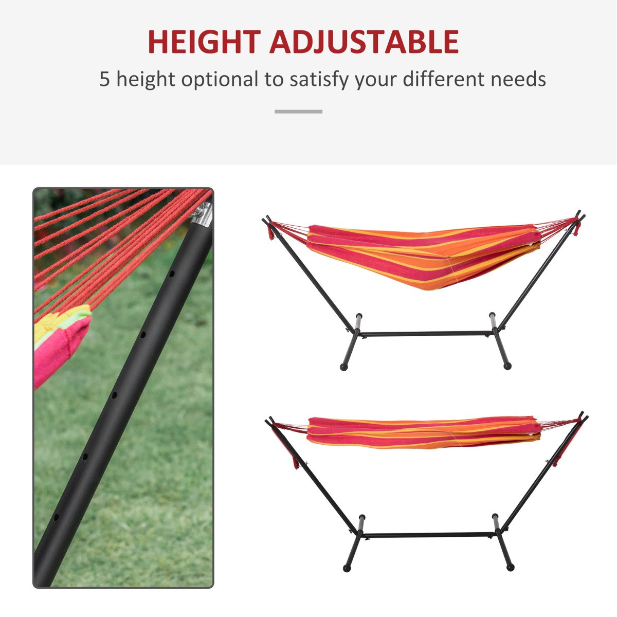 Outsunny Hammock With Stand, Red - 294 x 117 cm>