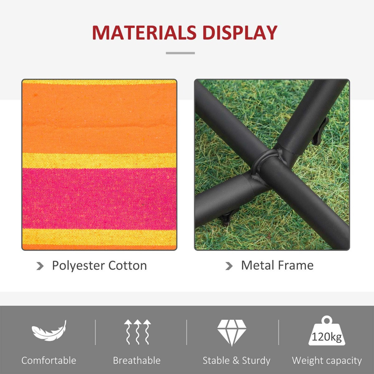 Outsunny Hammock With Stand, Red - 294 x 117 cm>