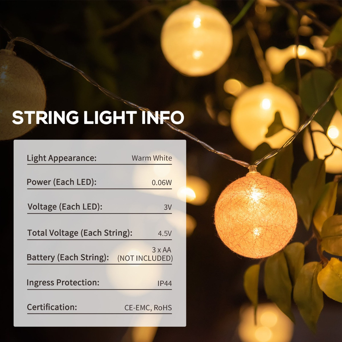 Outsunny 80 Garden Festoon String Lights - 4 Pack>