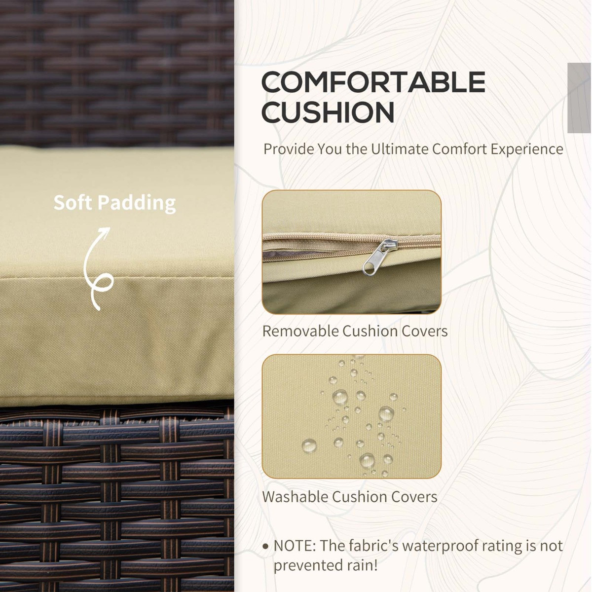 Outsunny Rattan Wicker Bistro Set, Brown/Beige - 3 Piece>