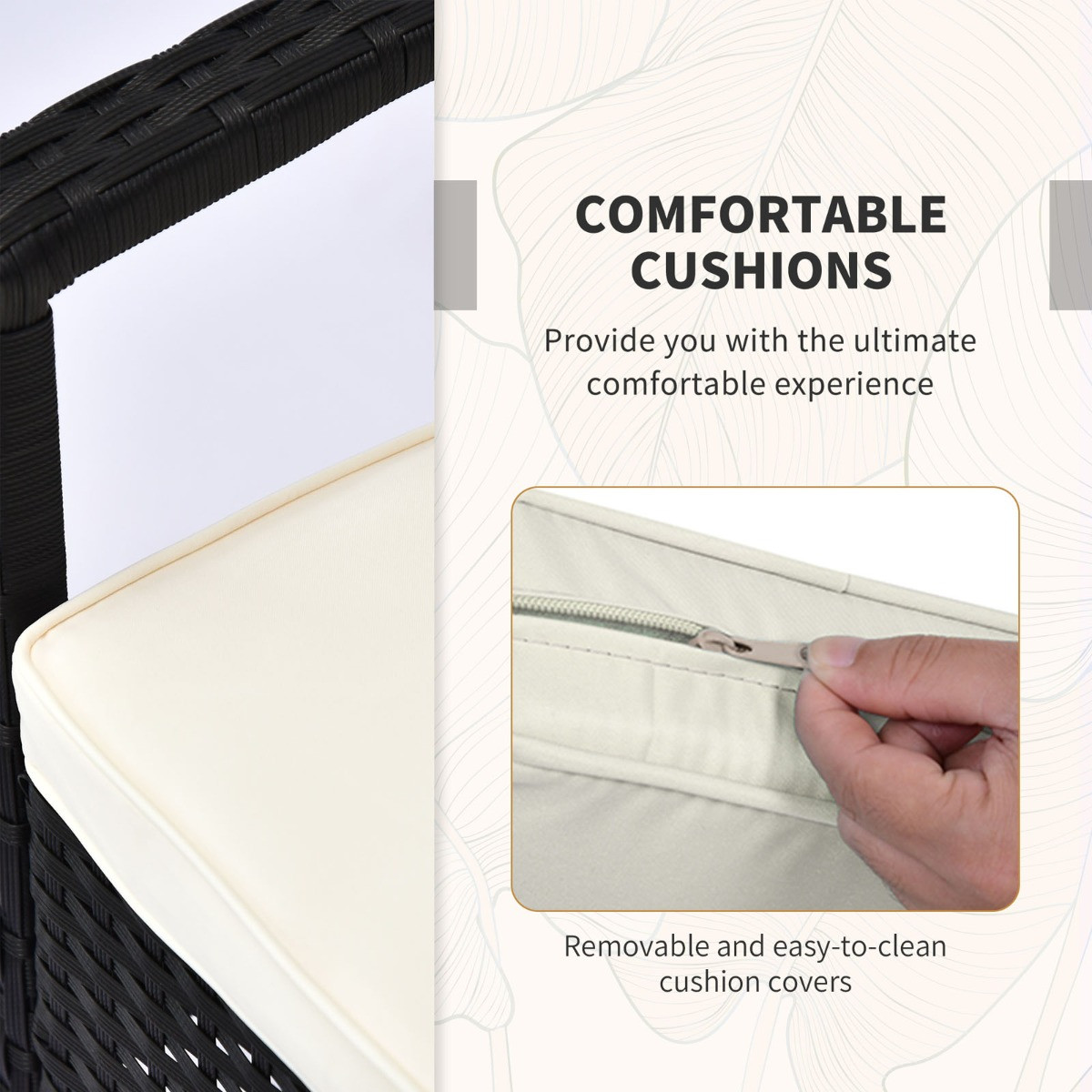 Outsunny Rattan Wicker Bistro Set With Table, Black - 3 Piece>