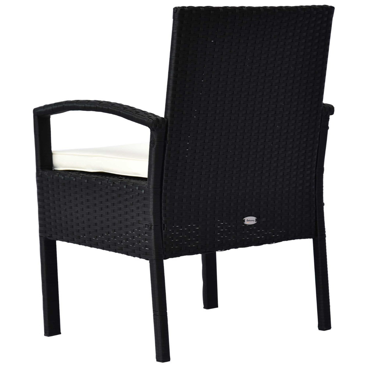 Outsunny Rattan Wicker Bistro Set With Table, Black - 3 Piece>