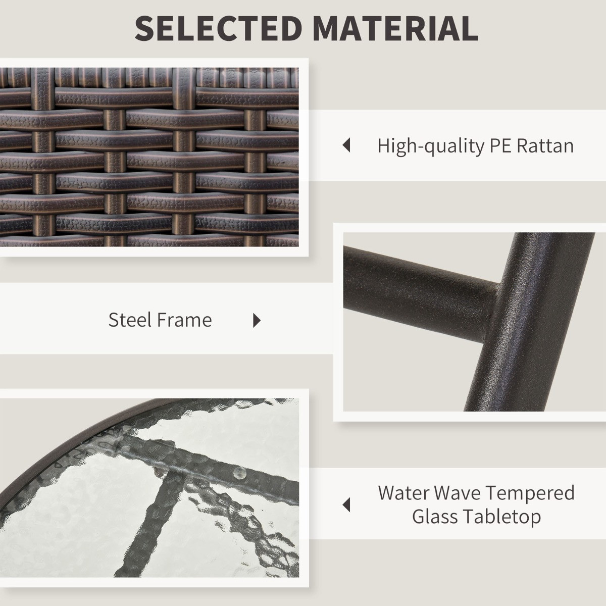 Outsunny Rattan Wicker Bistro Table And Chair Set, Brown - 3 Piece>