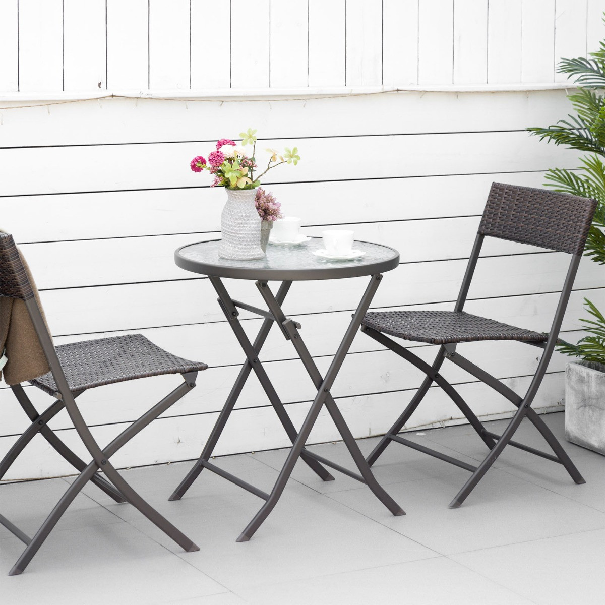 Outsunny Rattan Wicker Bistro Table And Chair Set, Brown - 3 Piece>