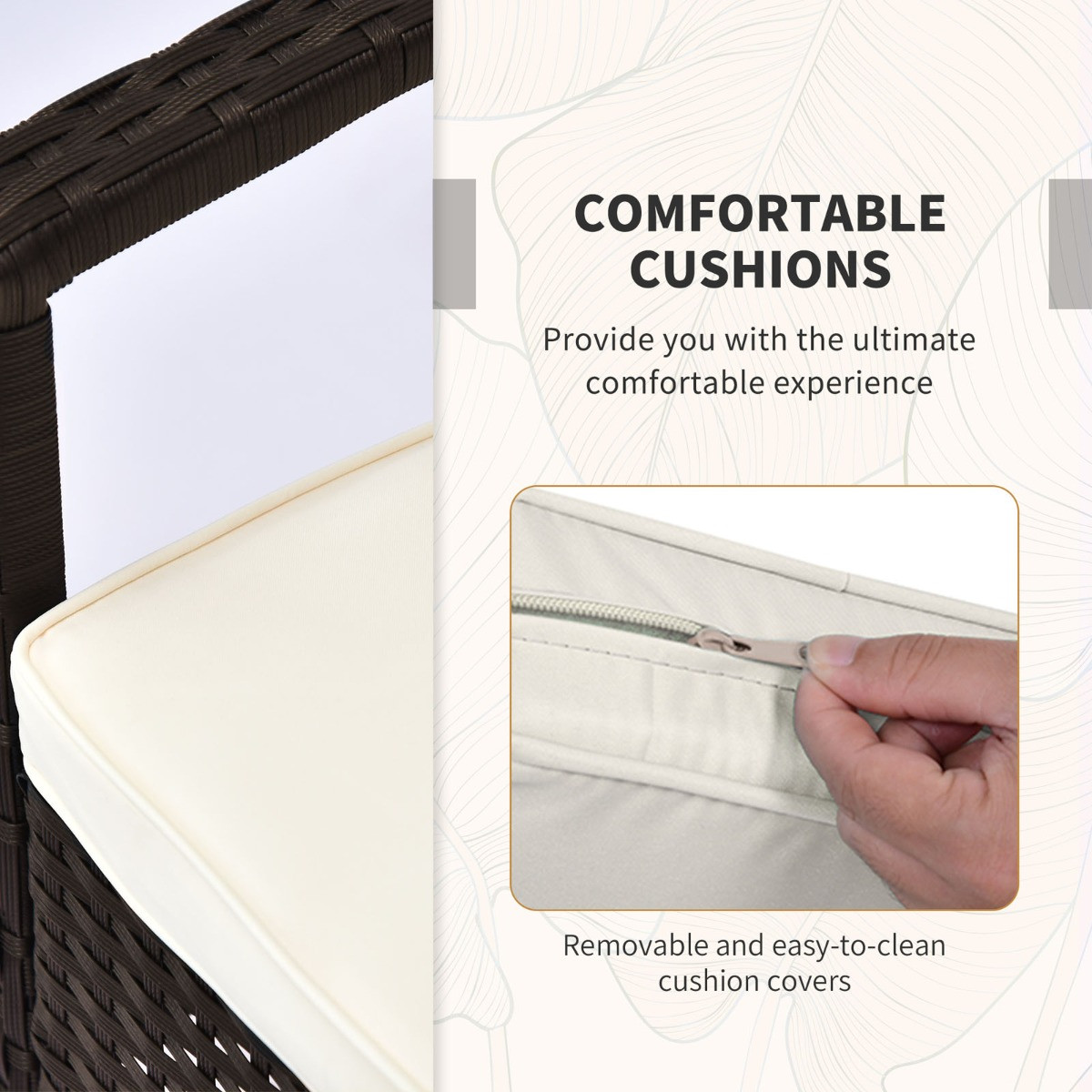 Outsunny Rattan Wicker Bistro Set With Table, Deep Coffee - 3 Piece>