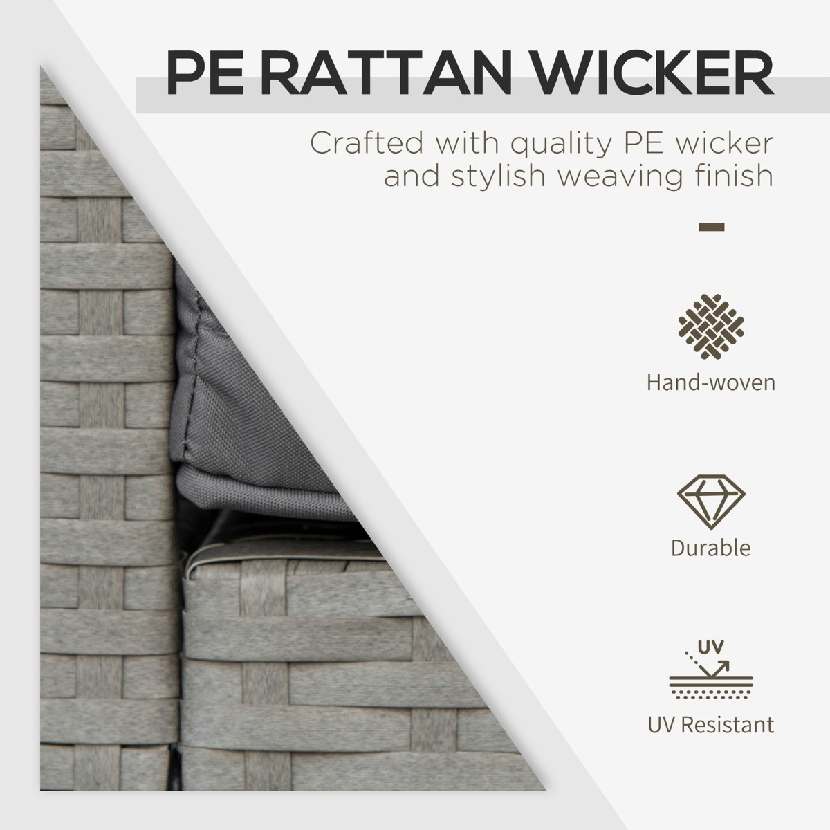 Outsunny Rattan Wicker Bistro Set, Grey - 3 Piece>