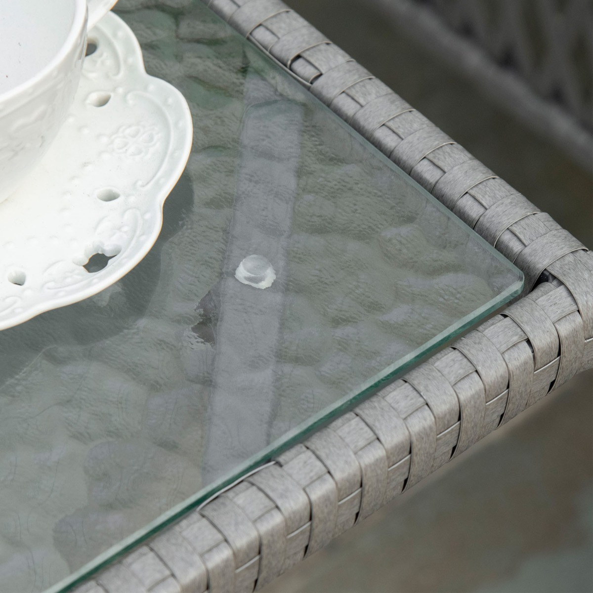 Outsunny Rattan Wicker Bistro Set, Grey 3 Piece