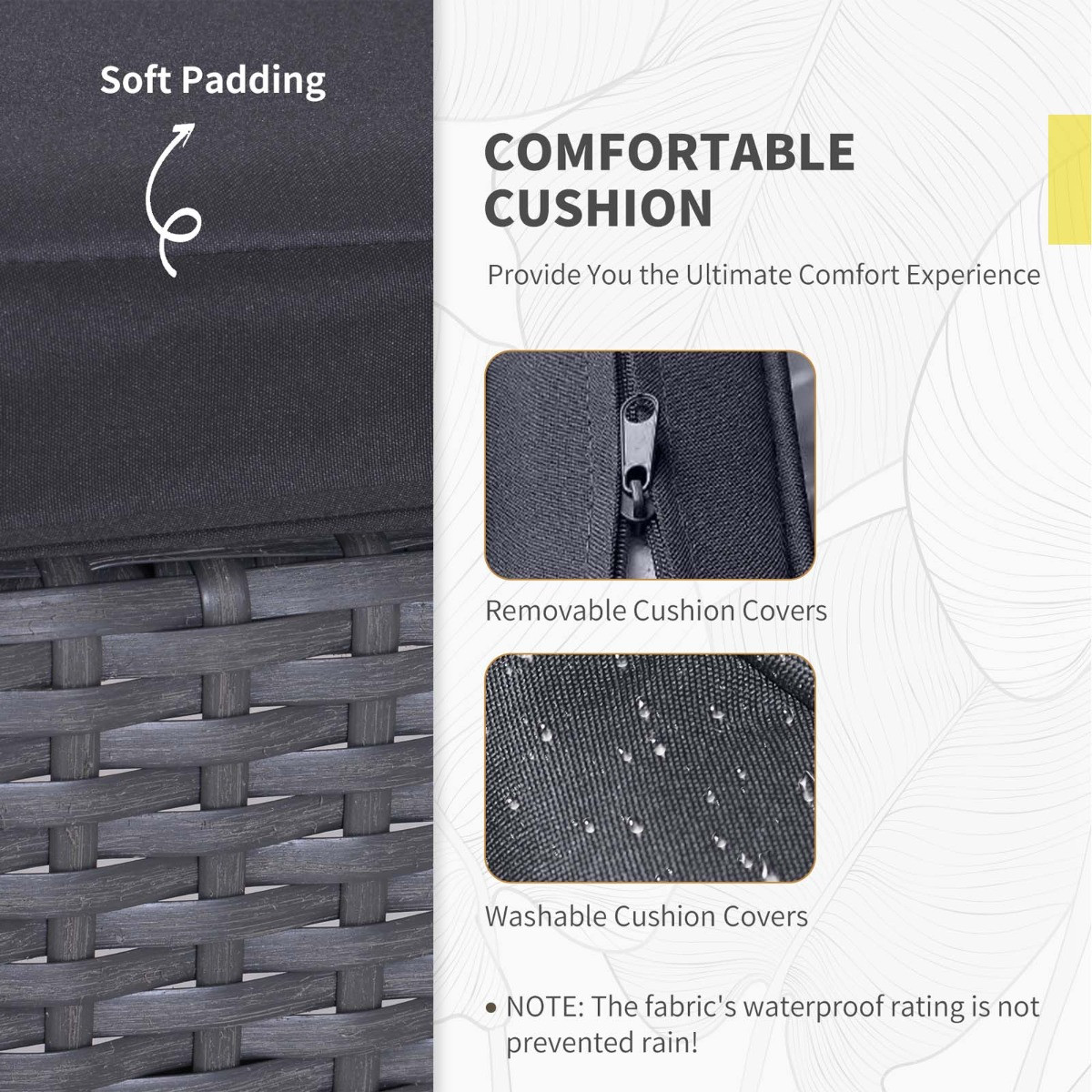 Outsunny Rattan Wicker Bistro Set With Table, Grey - 3 Piece>