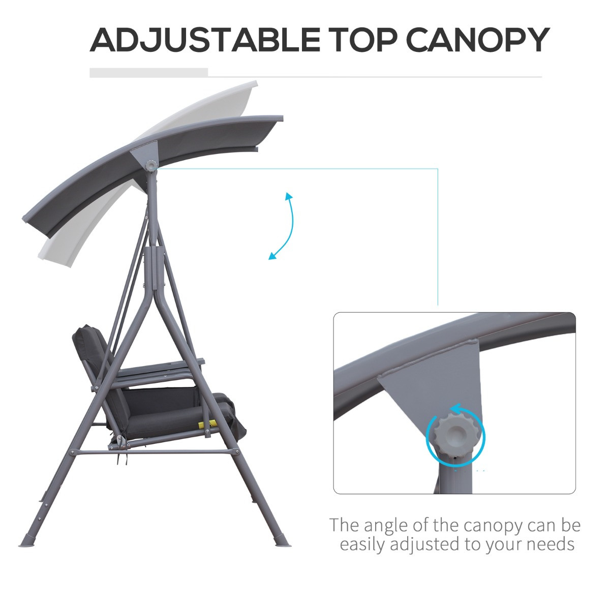 Outsunny 2 Seater Garden Swing Chair - Grey>