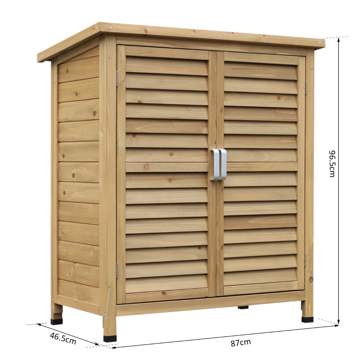 Outsunny Wooden Garden Storage Shed Cabinet, Natural - 2.8 x 1.5 ft>