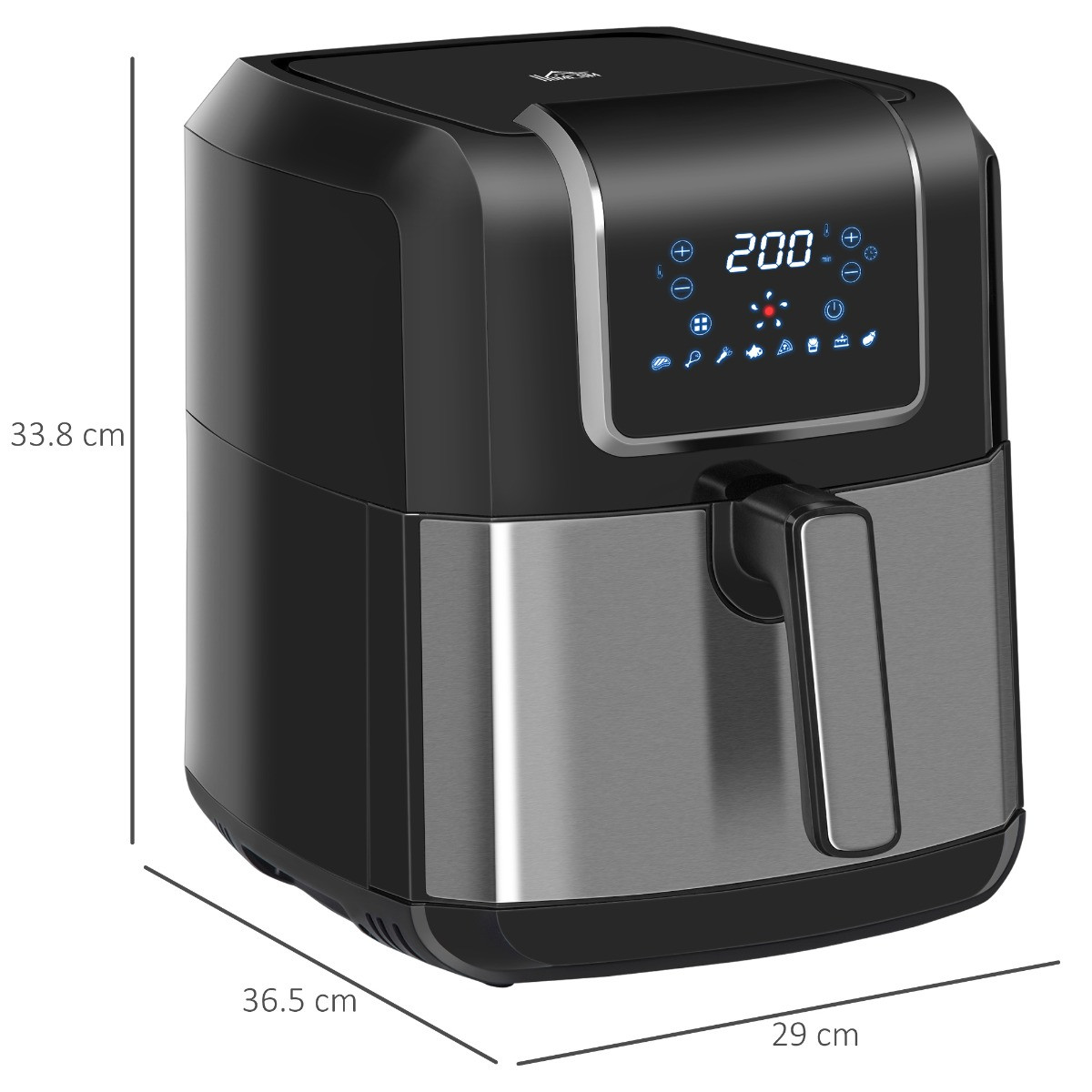 Homcom 6.5L Digital Air Fryer - Black>