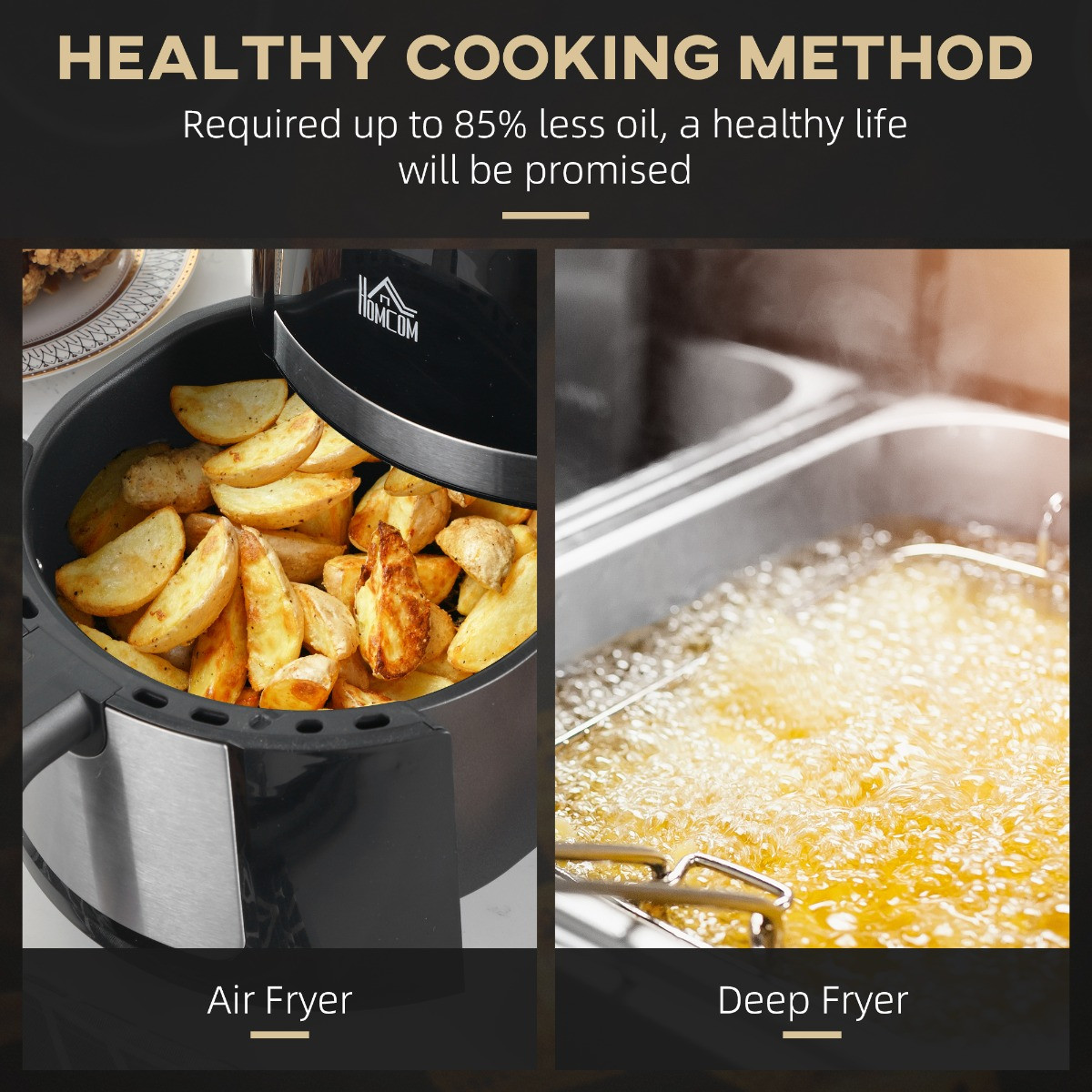 Homcom 4L Digital Air Fryer - Black>