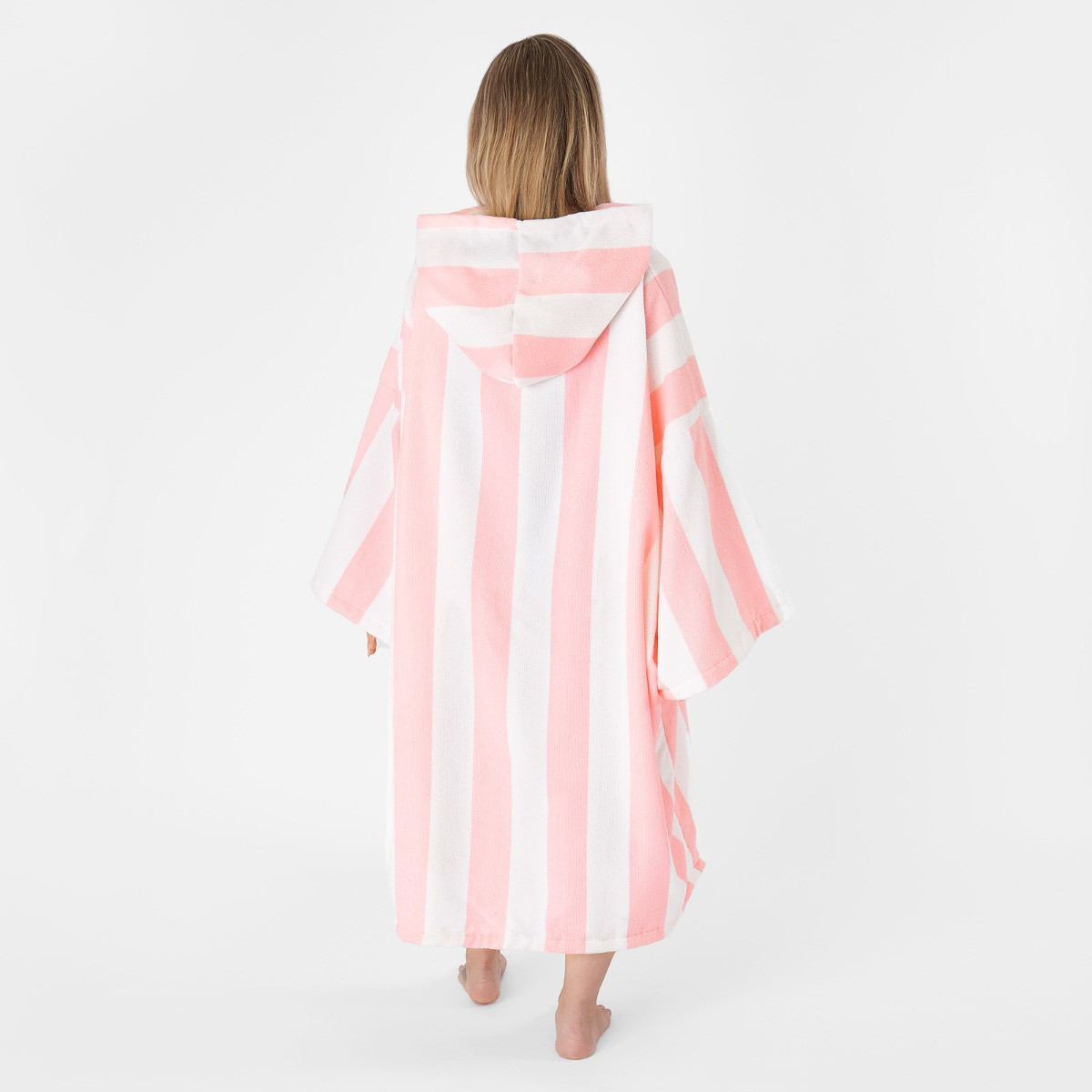 Dreamscene Stripe Print Poncho Oversized Changing Robe, Adults - Blush Pink>