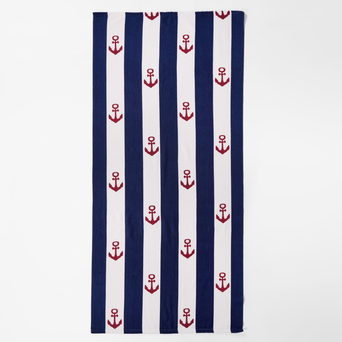 Dreamscene Anchor Stripe Print Beach Towel - Navy>