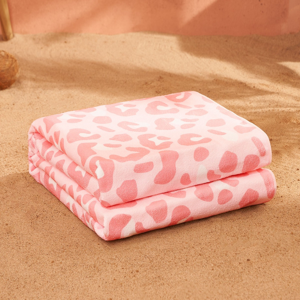 Dreamscene Leopard Printed Beach Towel - Blush>