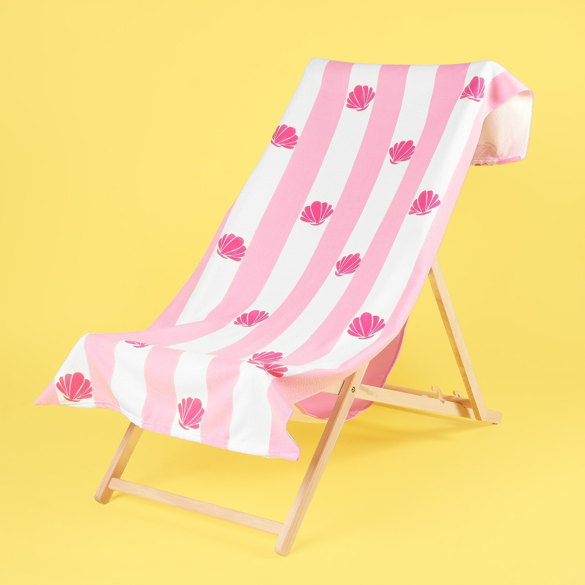 Dreamscene Shell Stripe Print Beach Towel - Blush>
