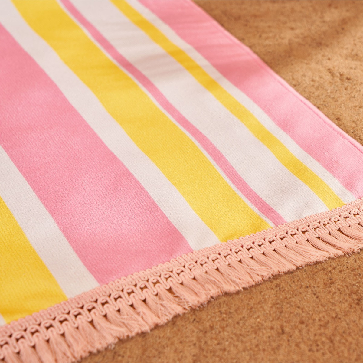 Dreamscene Striped Beach Towel Bag - Blush>
