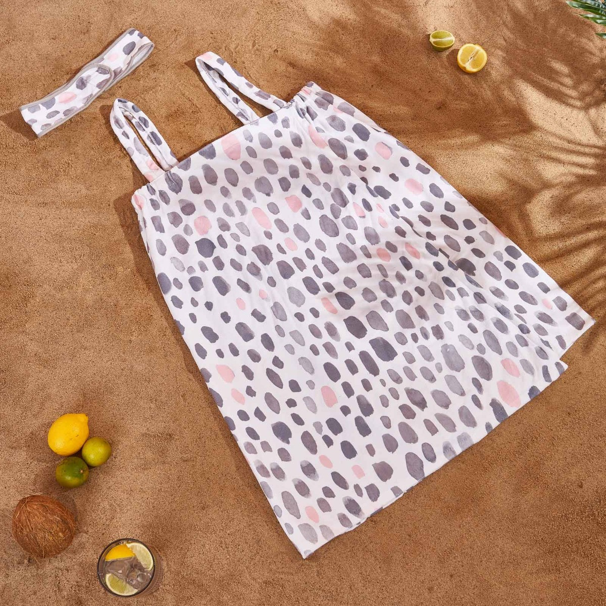 Dreamscene Adults Dalmatian Print Towel Dress, Grey - One Size>
