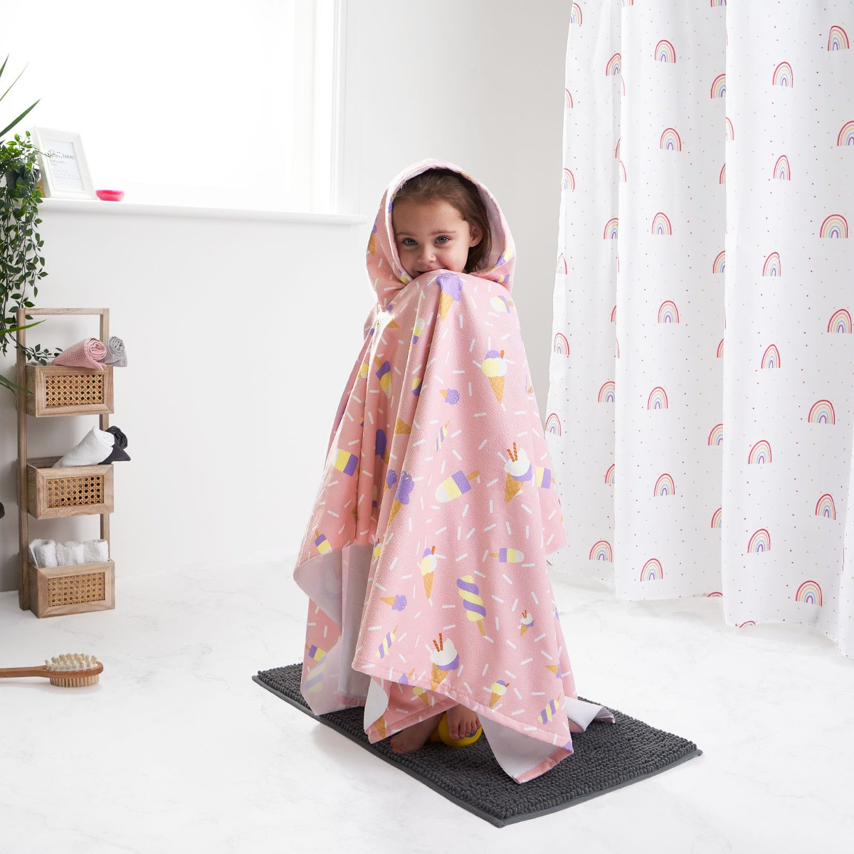 OHS Kids Ice Cream Printed Poncho Towel - Blush>