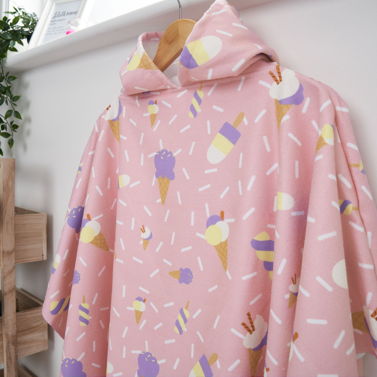 OHS Kids Ice Cream Printed Poncho Towel - Blush>