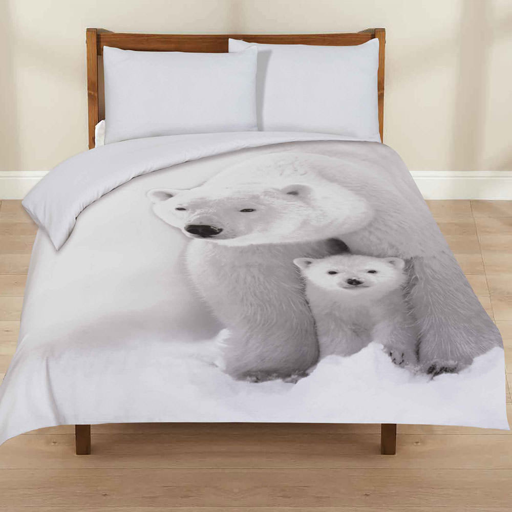 3D Polar Bear Animal Print Duvet Cover with Pillow Cases Bedding Set - King Size>