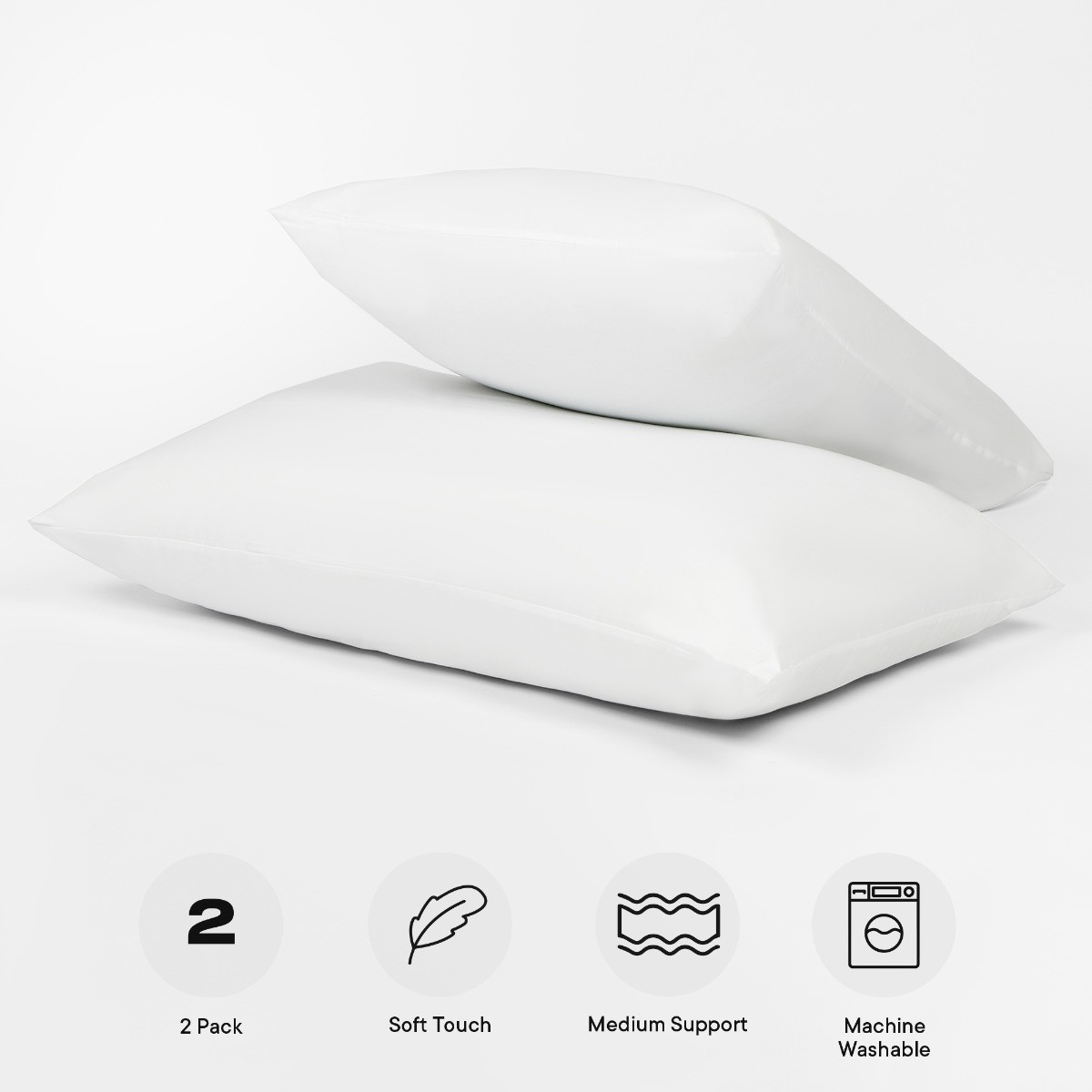 OHS Soft Touch Pillows, White - 2 Pack>