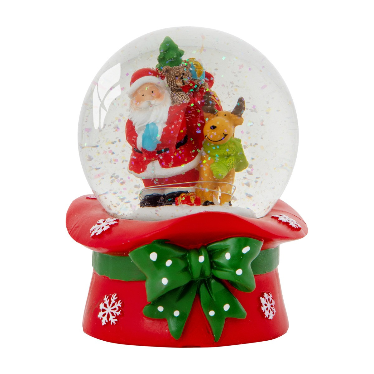 OHS Santa & Rudolph Light Up Musical Snow Globe - Multi>